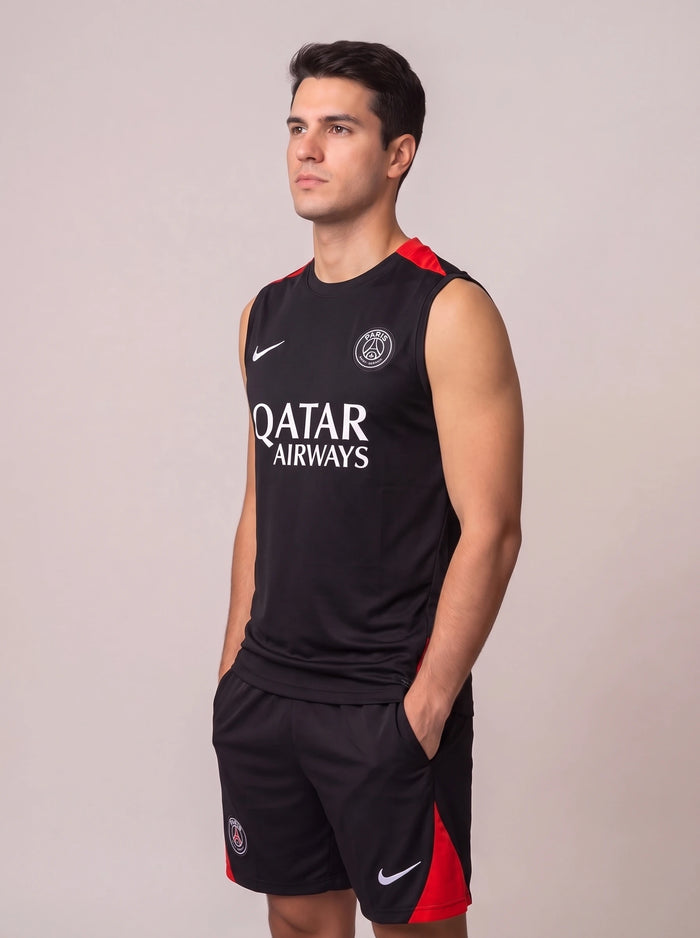 Kit Regata e Short PSG Preto Treino