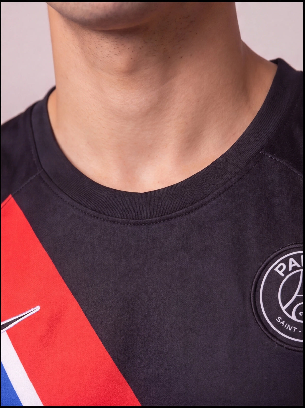 Kit Regata e Short PSG Treino Preto com Listra