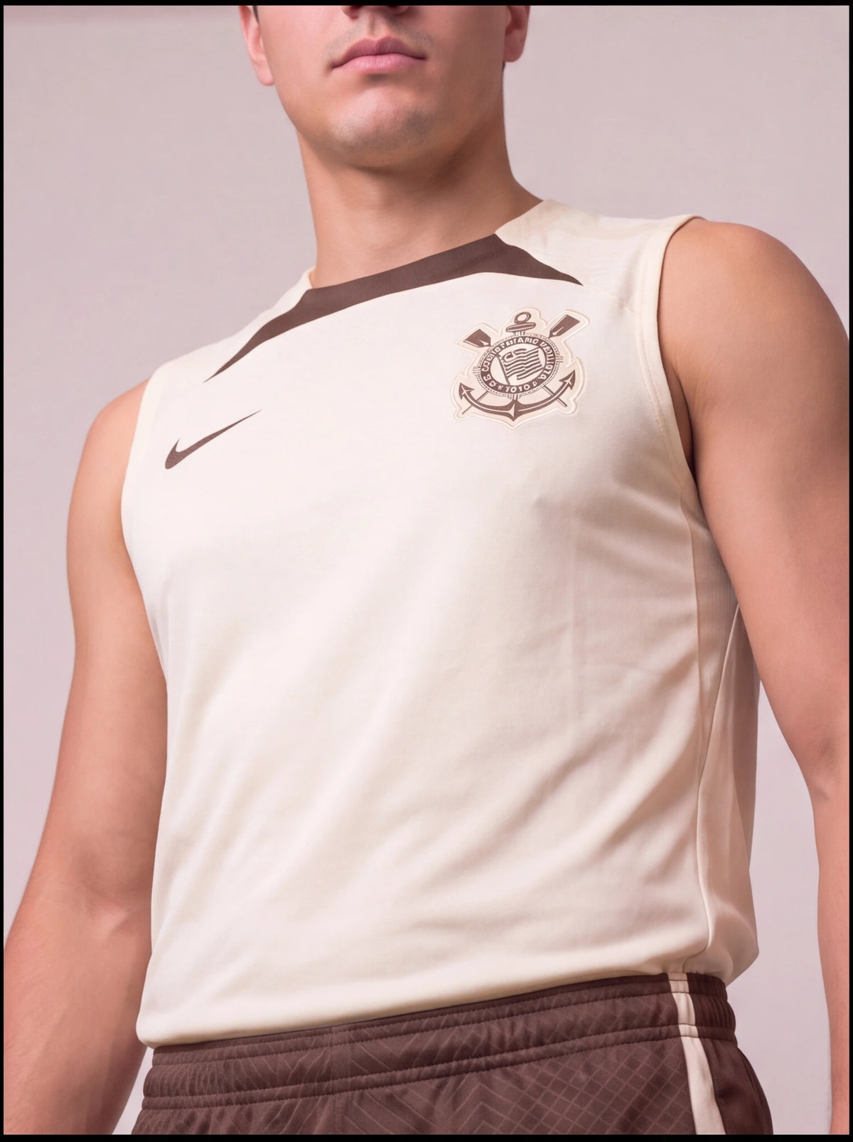 Kit Regata e Short Corinthians Treino Bege