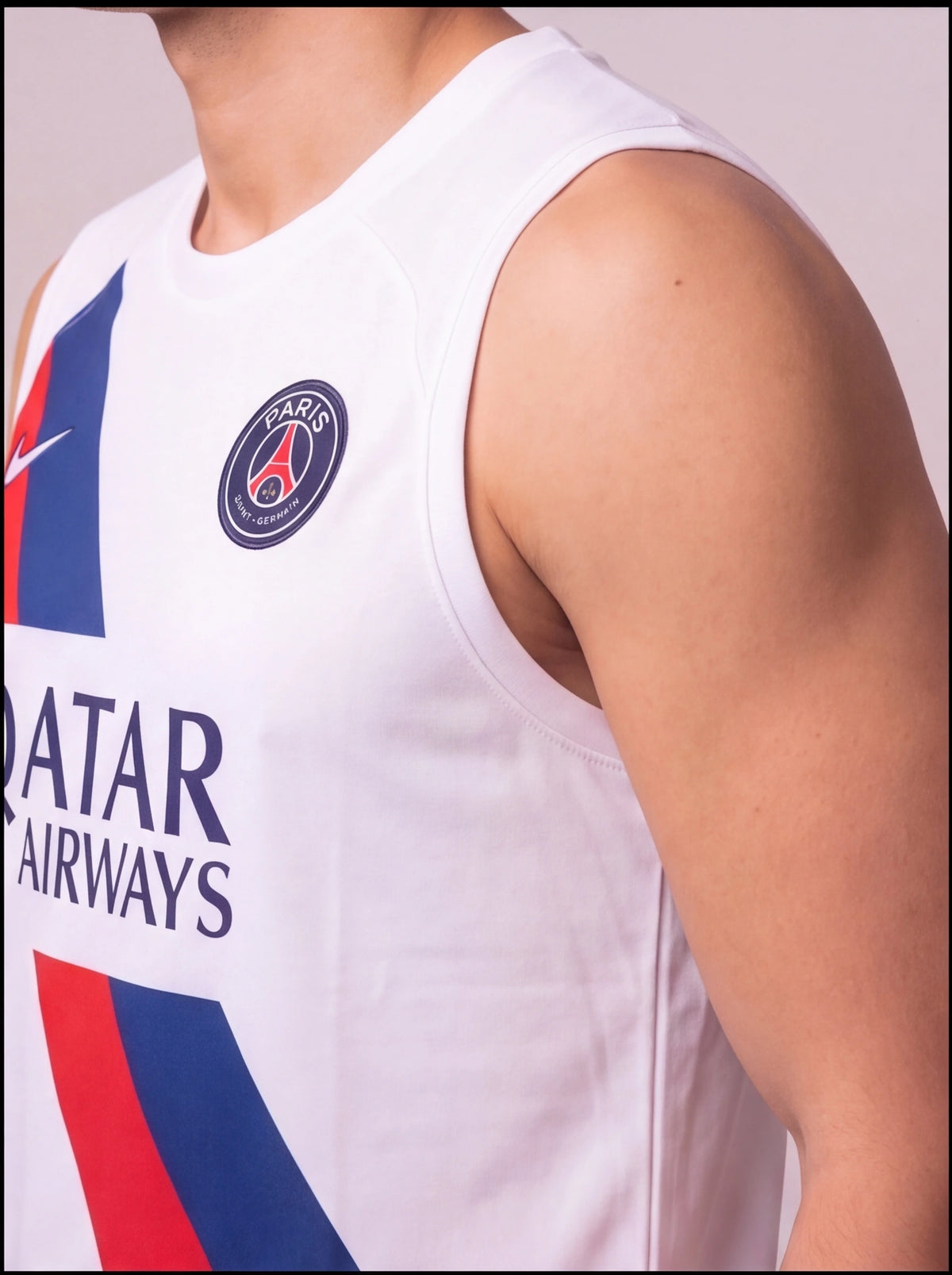 Kit Regata e Short PSG Treino Branco com Listra