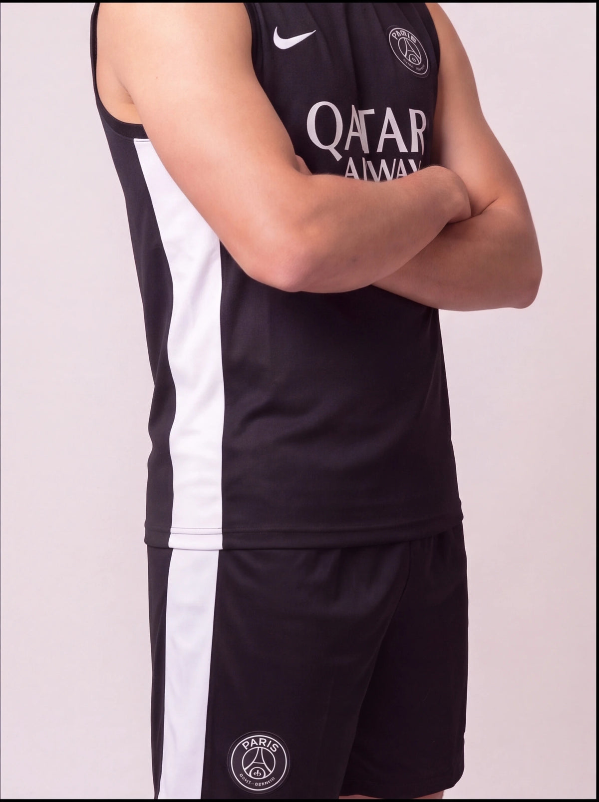 Kit Regata e Short Treino PSG Preto e Branco