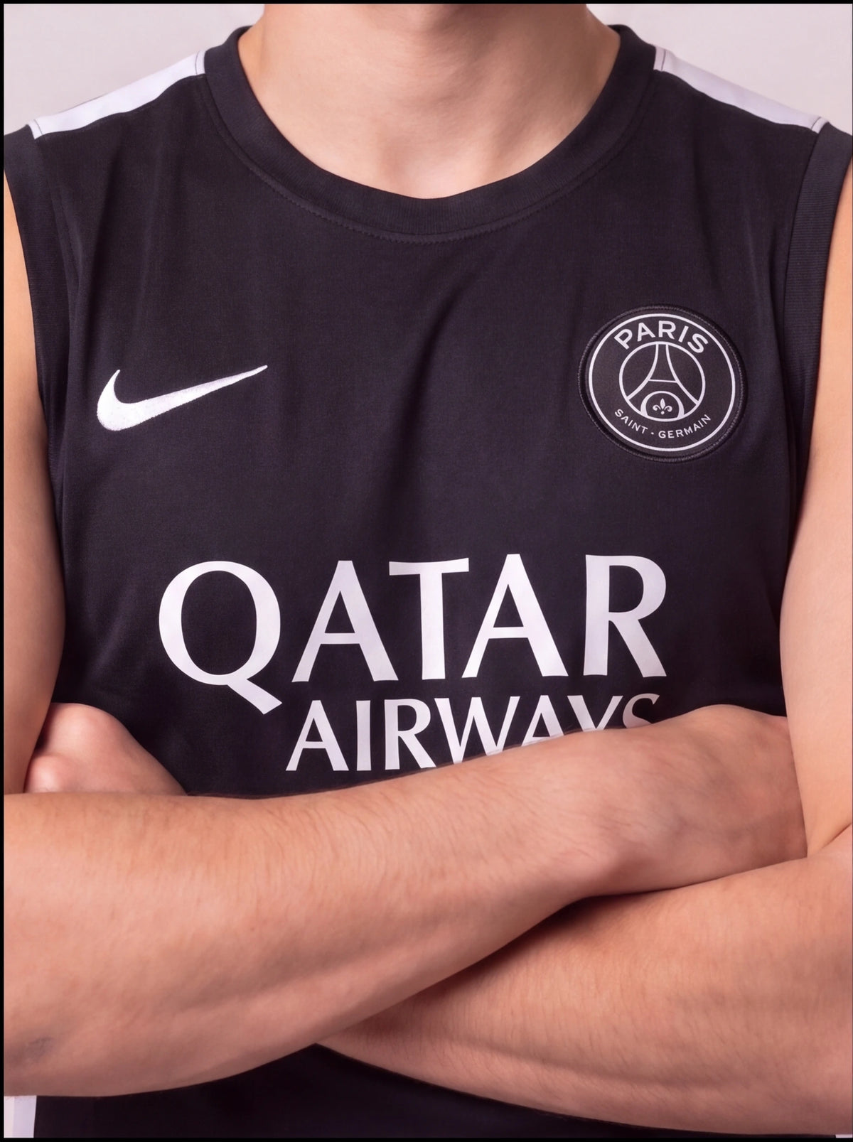 Kit Regata e Short Treino PSG Preto e Branco