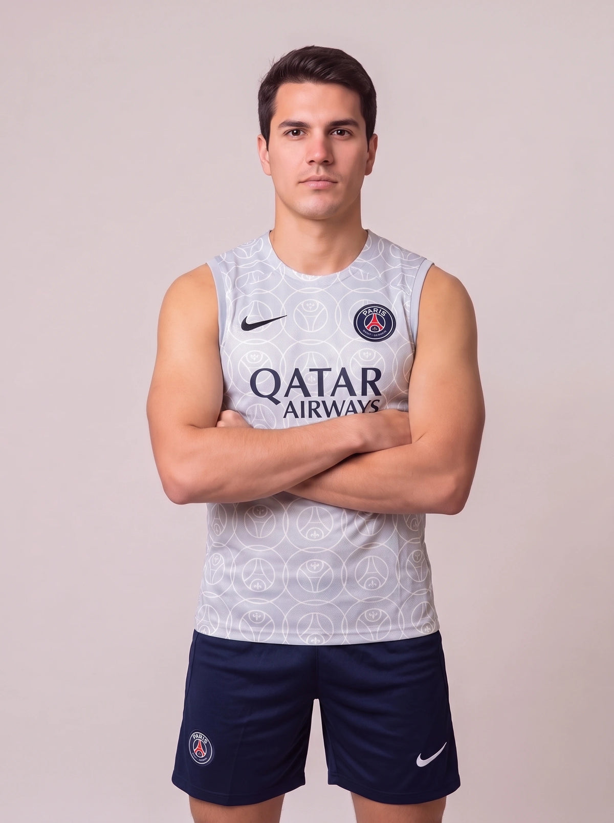 Kit Regata e Short Treino PSG Cinza