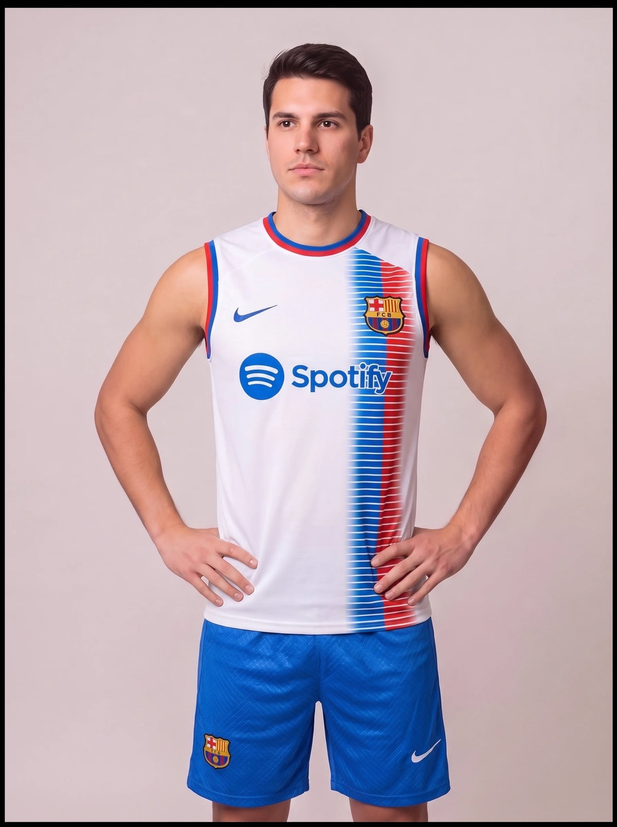 Kit Regata e Short Barcelona Branca 2024/25