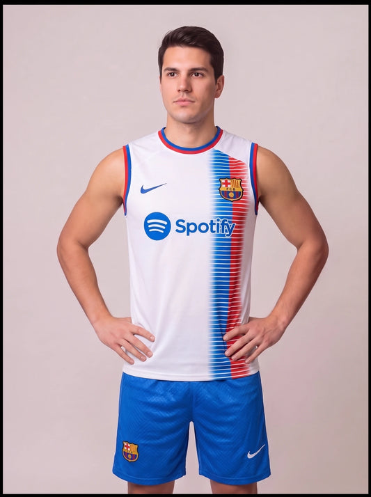 Kit Regata e Short Barcelona Branca 2024/25