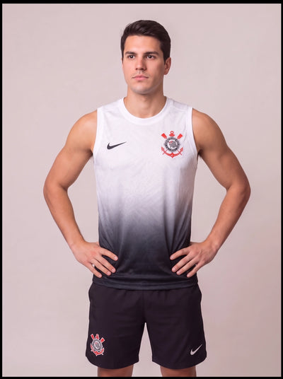 Kit Regata e Short Corinthians Branco e Preto